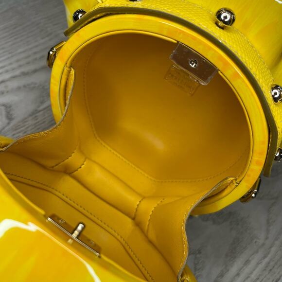 Dolce & Gabbana Yellow Rose Dolce Box Bag in Painted Resin Crossbody damaged - Picture 8 of 12